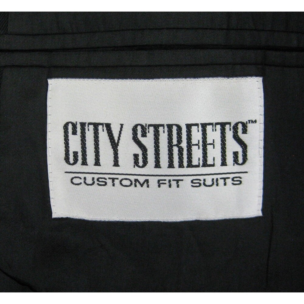 City Streets Mens Size 44R Black Wool Blend Sport Coat Blazer Suit Jacket - Picture 4 of 7